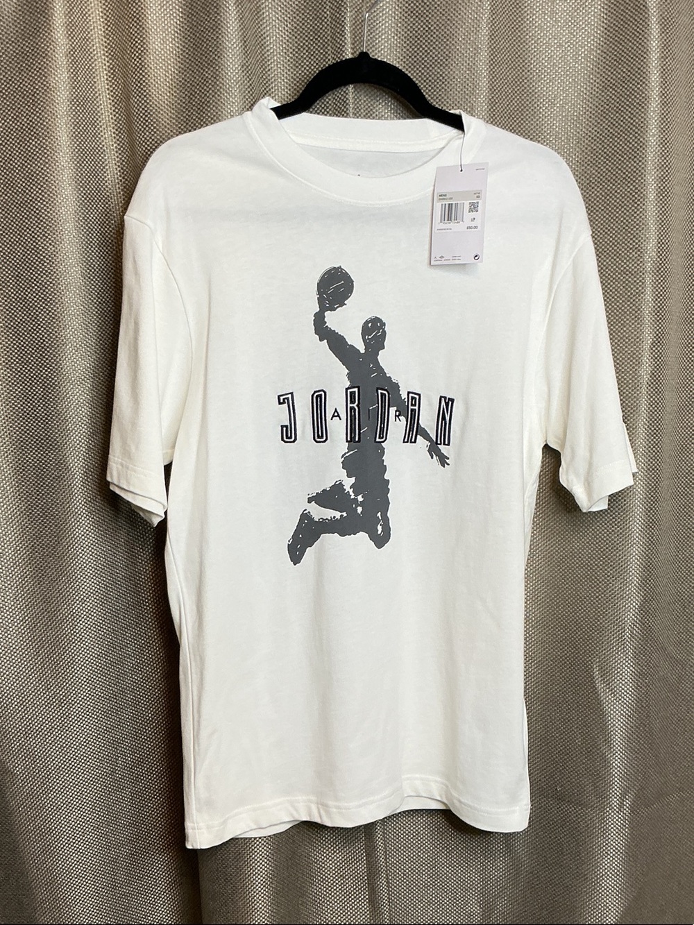 Jordan White Short Sleeve Tee with Gray Jumpman Graphic